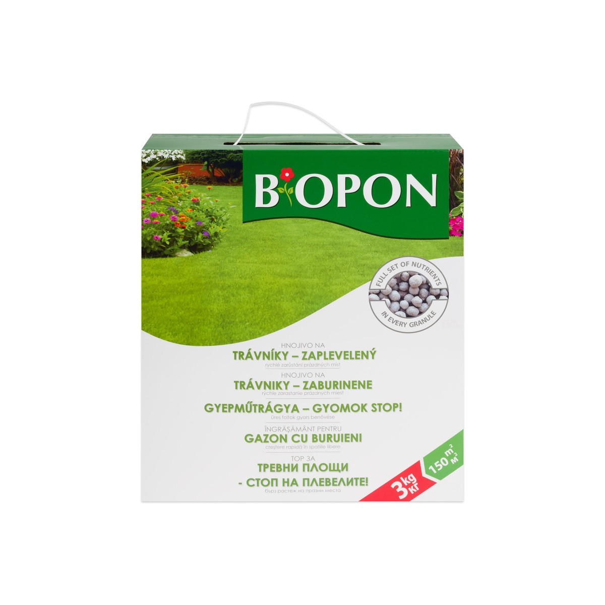 Hnojivo pro zaplevelený trávník - BoPon - prodej hnojiv - 3 kg