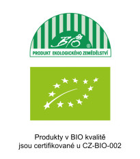 Produkty v bio kvalitě jsou certifikované u CZ-BIO 002.
