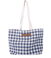 Plátěná taška s kostkovaným vzorem - modro-bílá - Strömshaga AB - prodej doplňků do domácnosti - 1 ks