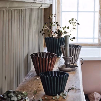 Kovový květináč Ronja - šedo-béžový - vel. M - Strömshaga AB - prodej obalů - 1 ks