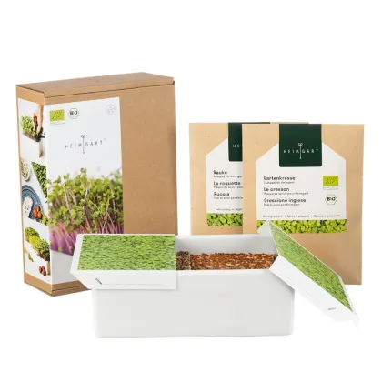 Startovací sada BIO microgreen - Heimgart - sada včetně 2 plátů - prodej bio semen na klíčení - 1 ks