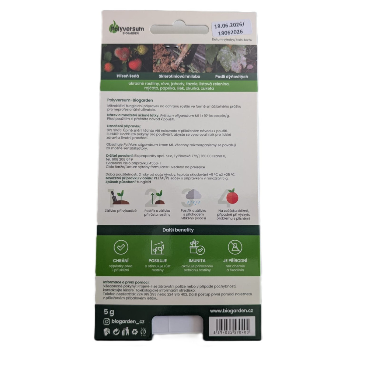 Polyversum proti plísni - BioGarden - prodej ochrany rostlin - 5 g