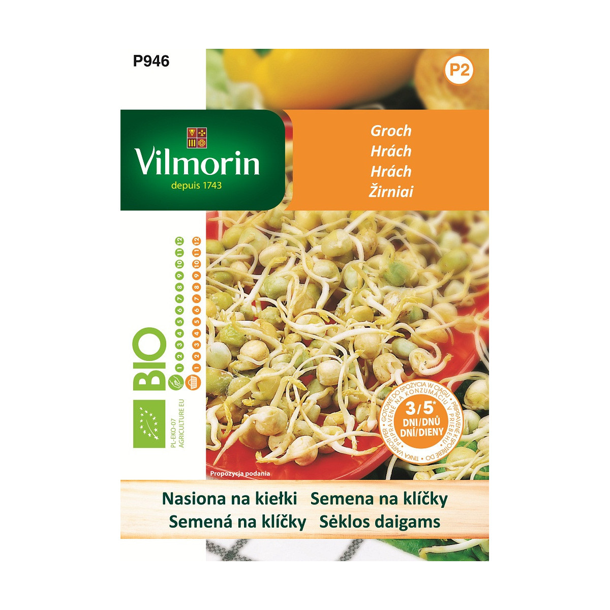 Bio semena na klíčky - Bio hrách - semena - 40 g