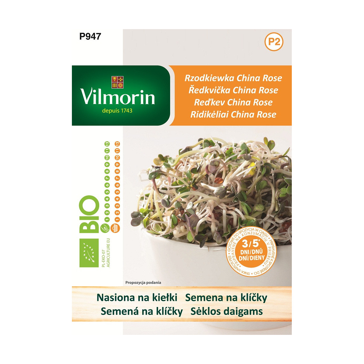 Bio semena na klíčky - Ředkvička China Rose - semena - 10 g