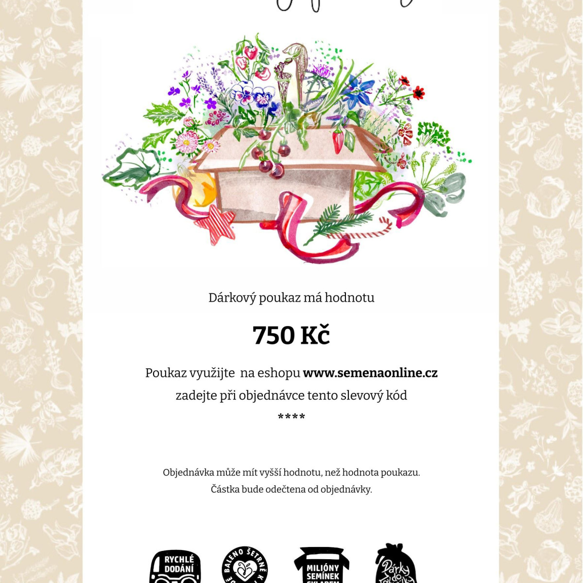 Poukázka k Vánocům v hodnotě 750,- Kč