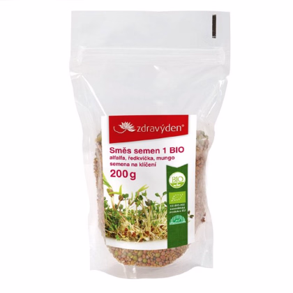 BIO Alfalfa, ředkvička, mungo - prodej bio směsi semen na klíčení - 200 g