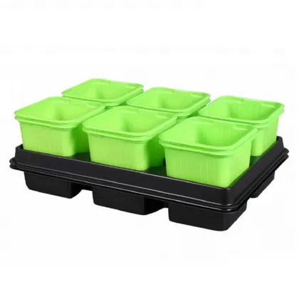 Sadbový květináč Green s podmiskou - 8 x 8 x 8 cm - prodej květináčů - 2 x 6 ks