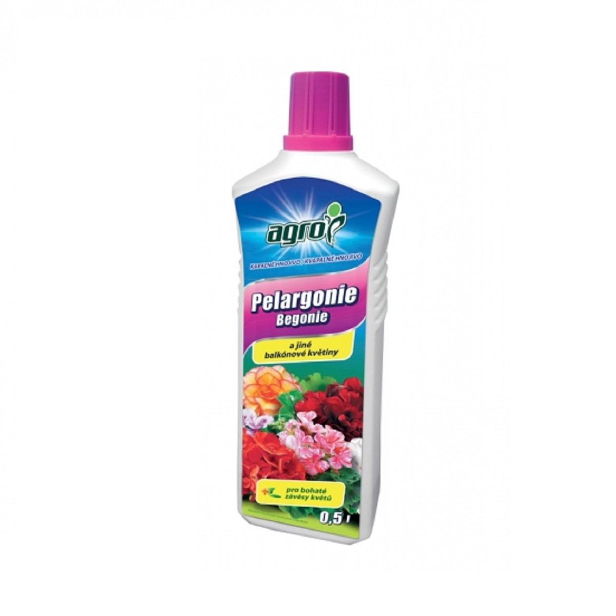 Hnojivo pro pelargonie a jiné balkónové květiny - Agro - prodej hnojiv - 0,5 l